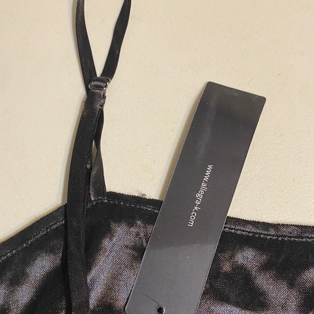 Allegra K Black Mini Dress with Green Sequin Shine - Picture 5 of 6